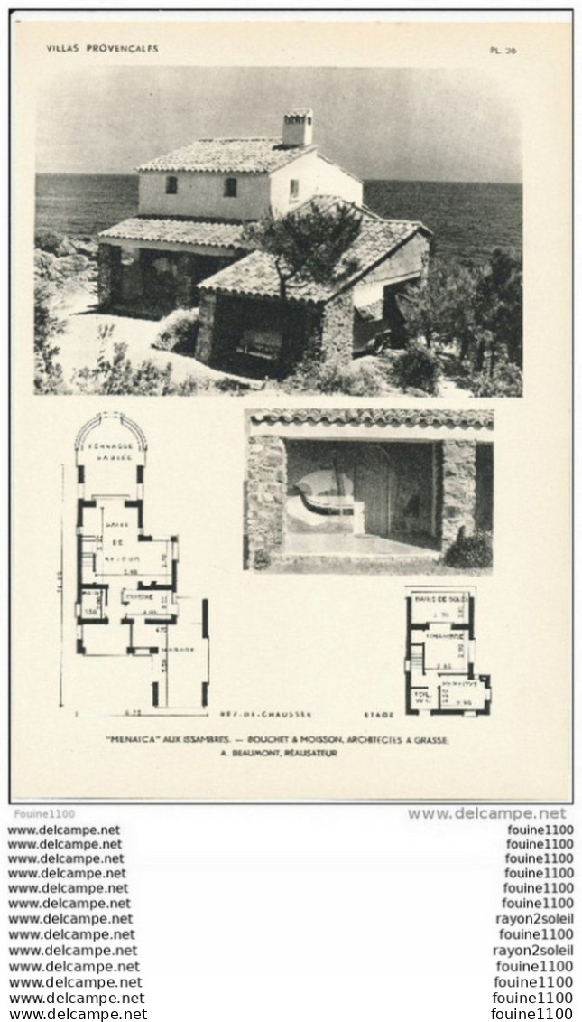 Achitecture Ancien Plan D'une Villa Menaica Aux ISSAMBRES ( Architecte BOUCHET & MOISSON à GRASSE ) Réal. BEAUMONT - Architectuur