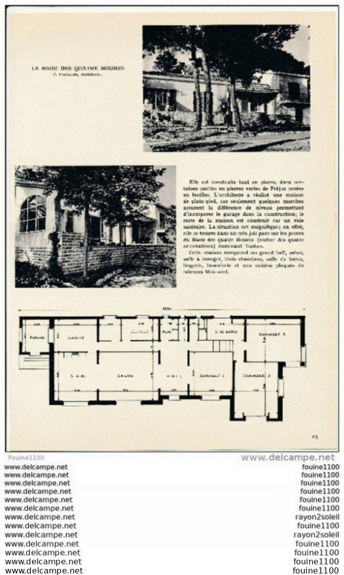 Architecture Ancien Plan D'une Villa Le Baou Des Quatre Houres ( Env. De Toulon )( Architecte P PASCALET ) - Arquitectura