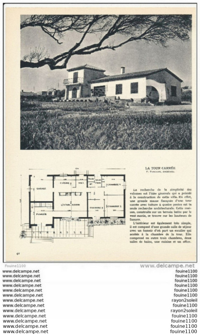 Architecture Ancien Plan D'une Villa La Tour Carrée Située Sur Les Hauteurs De SANARY SUR MER ( Architecte P. PASCALET ) - Arquitectura