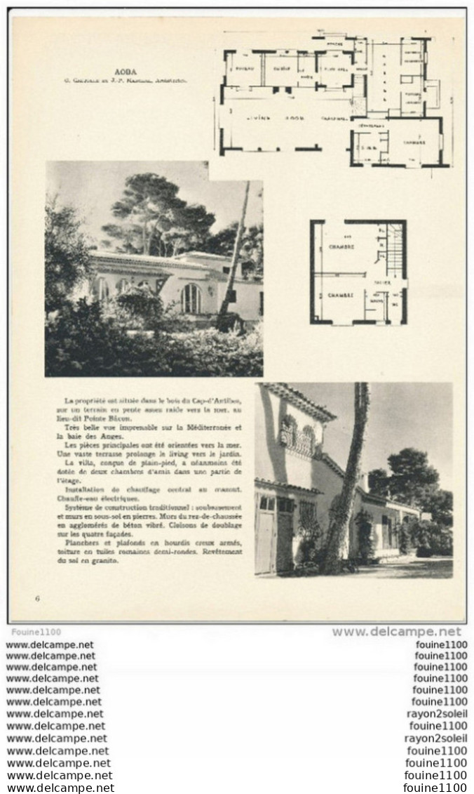 Architecture Plan D'une Villa Aoba Située Dans Le Bois Du CAP D' ANTIBES  ( Lieu Dit " Pointe Bâcon " ) - Arquitectura