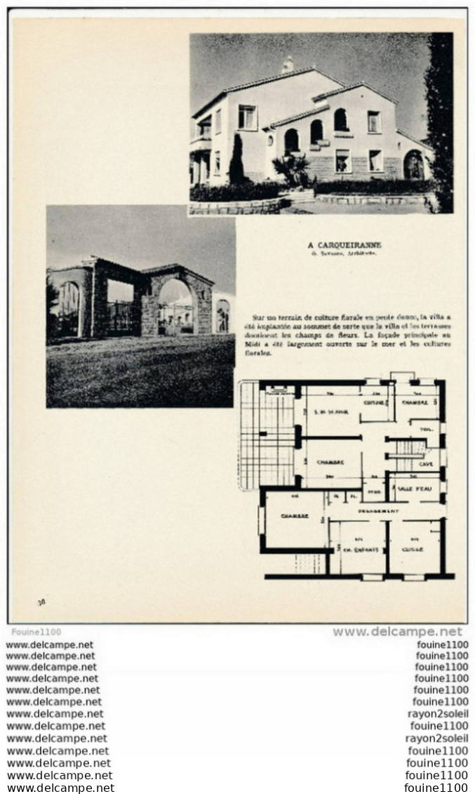 Architecture Ancien Plan D'une Villa A CARQUEIRANNE ( Architecte G. SAVARIN ) - Arquitectura