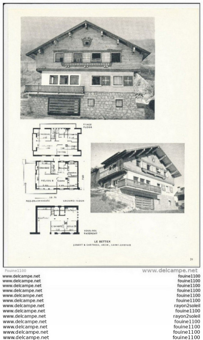 Architecture Ancien Plan De Chalet à " LE BETTEX " ( Architecte Jubert & Sarthou à Saint Gervais ) - Architektur