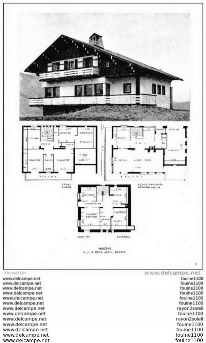 Architecture Ancien Plan De Chalet à  MEGEVE  ( Architecte H. J. LE MEME  à Megève     ) - Architektur