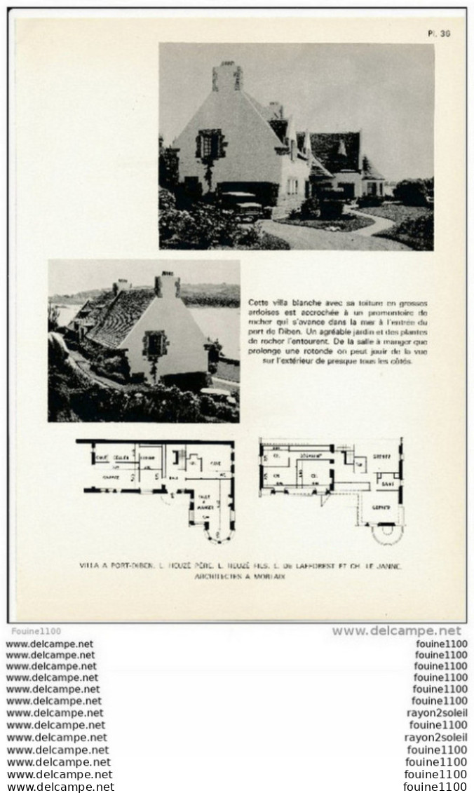 Architecture Ancien Plan D'une Villa à PORT DIBEN ( Architecte Heuzé Père & Fils De Lafforest Le Janne à Morlaix ) - Arquitectura