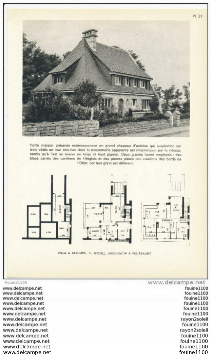 Architecture Ancien Plan D'une Villa à  BEG MEIL  ( Architecte Y. Michel à Fouesnant ) - Arquitectura