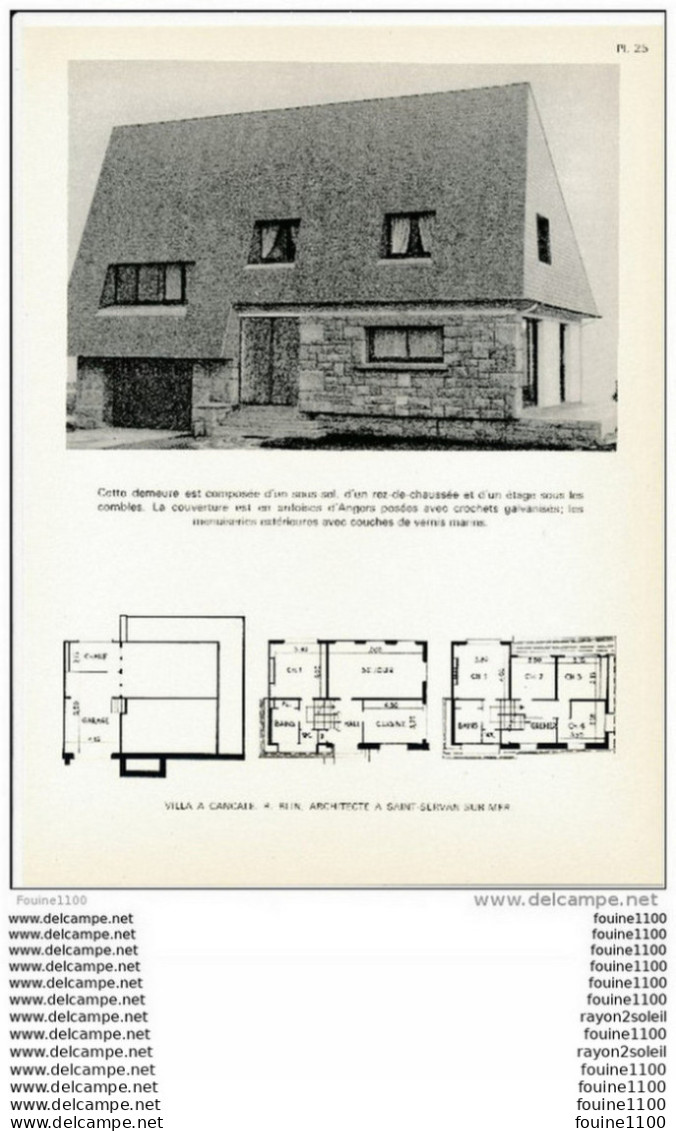 Architecture Ancien Plan D'une Villa à CANCALE  ( Architecte Blin  à Saint Servan Sur Mer  ) - Architektur