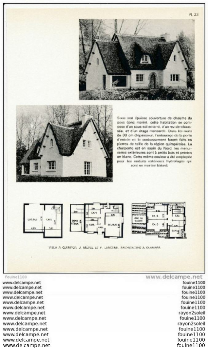 Architecture Ancien Plan D'une Villa à QUIMPER   ( Architecte Mevel Et Lemoine à Quimper   ) - Architecture