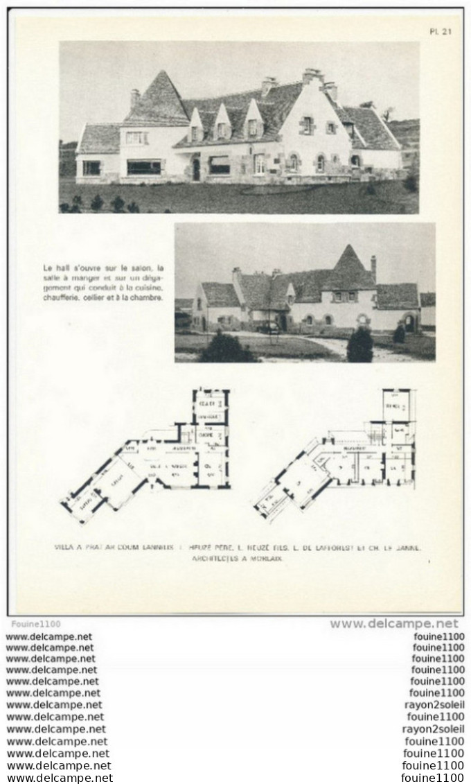 Architecture Ancien Plan D'une Villa à PRAT AR COUM LANNILIS  Architecte Heuzé Père Fils De Lafforest Le Janne à Morlaix - Architecture