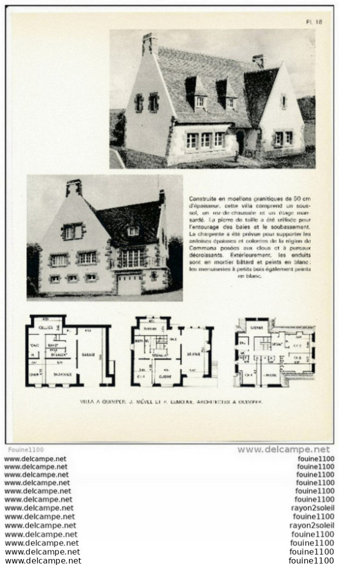 Architecture Ancien Plan D'une Villa à QUIMPER  ( Architecte Mevel Et Lemoine à Quimper  ) - Arquitectura