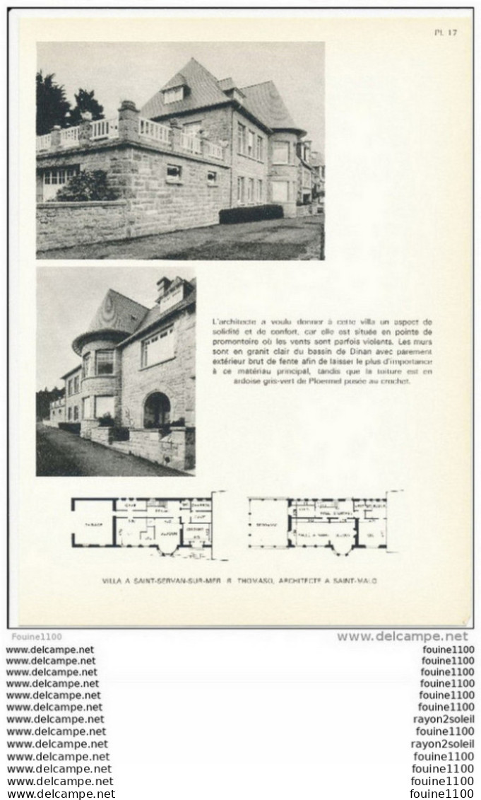 Architecture Ancien Plan D'une Villa à  SAINT SERVAN SUR MER   ( Architecte R. Thomaso à Saint Malo  ) - Architecture