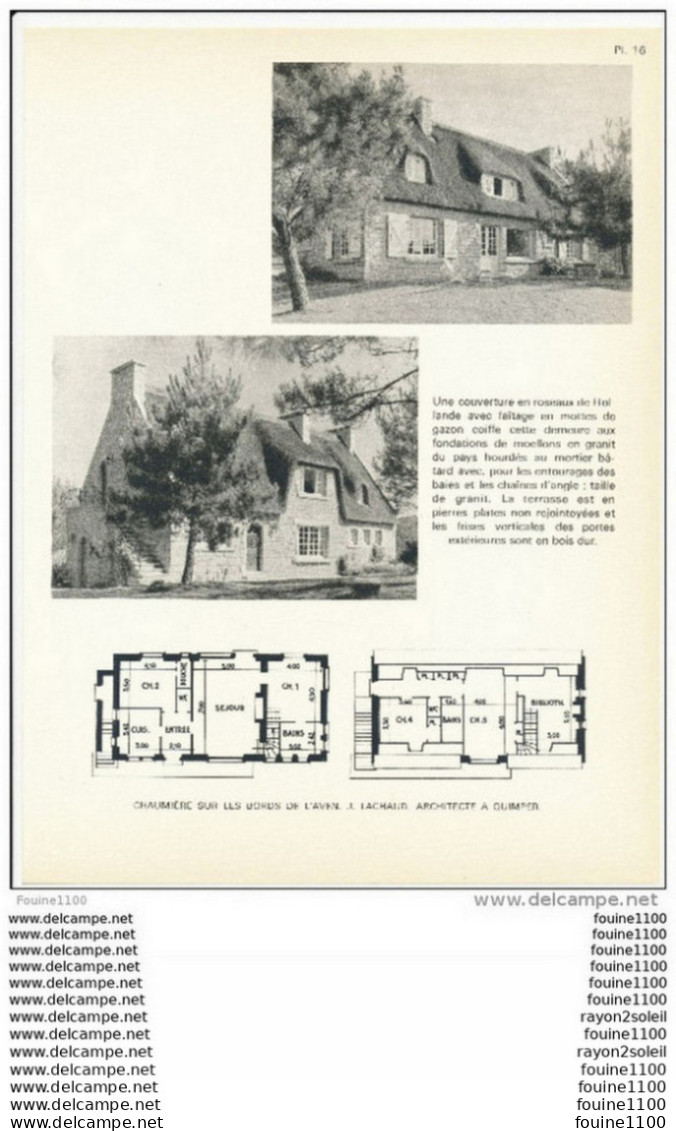 Architecture Ancien Plan D'une Villa / Chaumière Sur Les Bords De L' Aven   ( Architecte Lachaud à Quimper  ) - Architecture