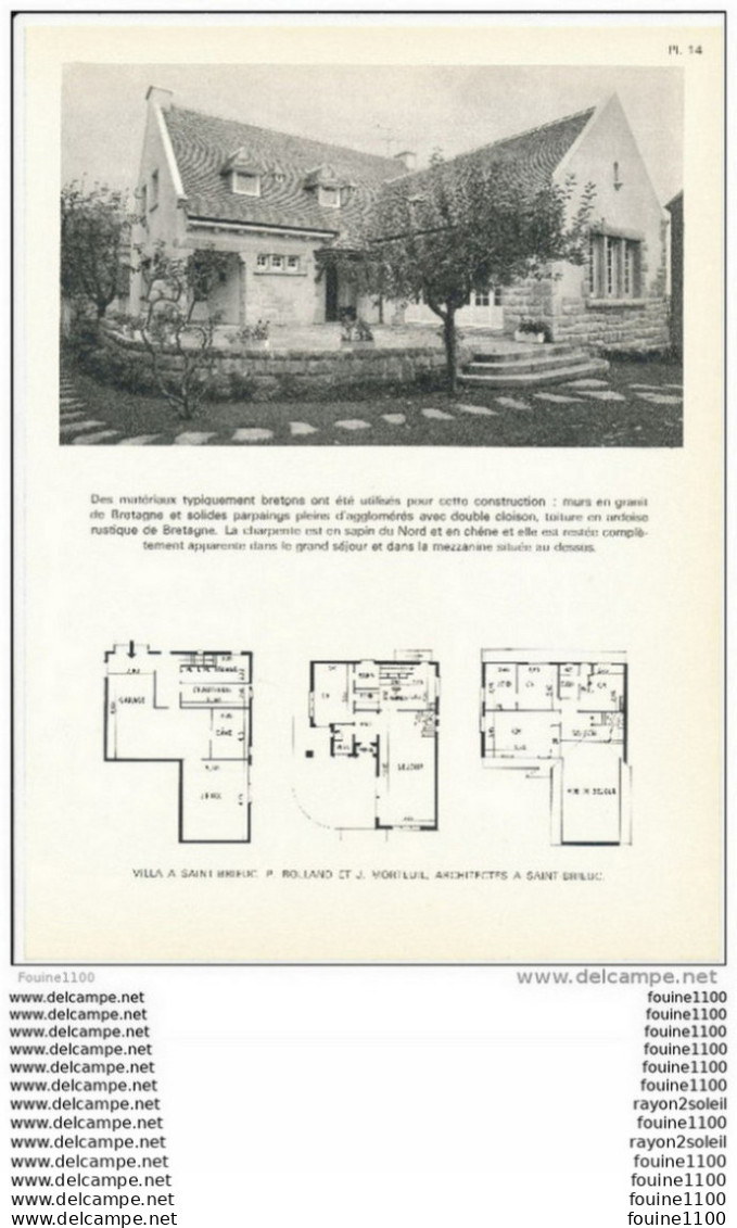 Architecture Ancien Plan D'une Villa à SAINT BRIEUC   ( Architecte Rolland Et Morteuil à Saint Brieuc  ) - Architectuur