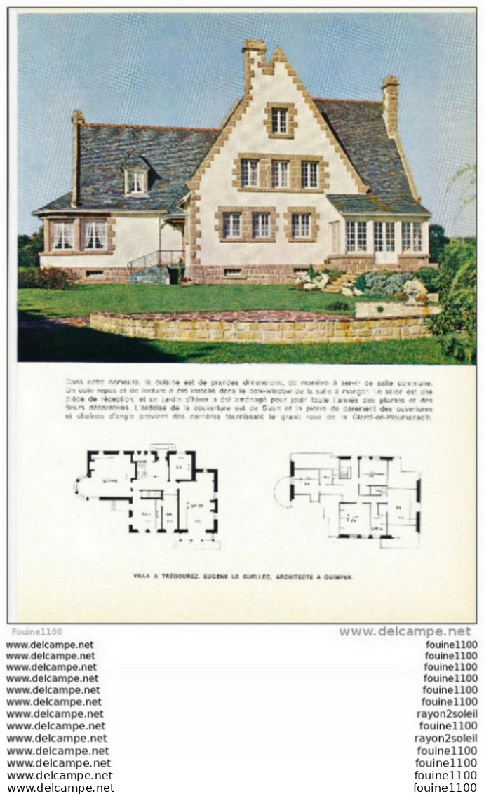 Architecture Ancien Plan D'une Villa à  TREGOUREZ  ( Architecte Eugène Le Guellec à Quimper   ) - Architecture