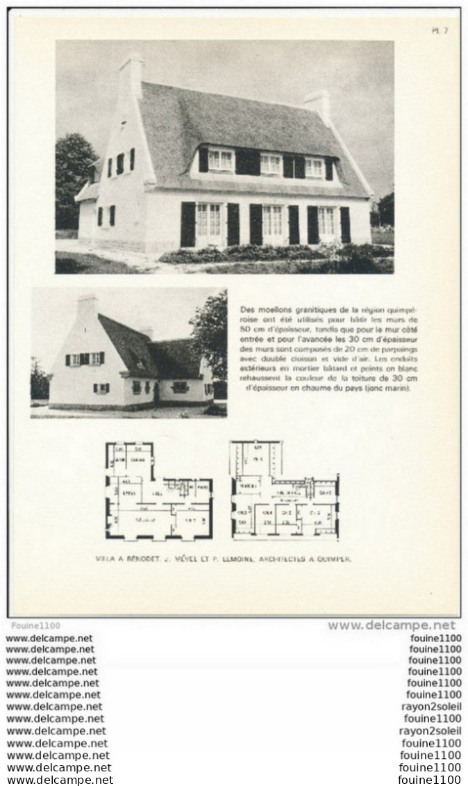 Architecture Ancien Plan D'une Villa à  BENODET    ( Architecte Mevel Et Lemoine à Quimper   ) - Architektur
