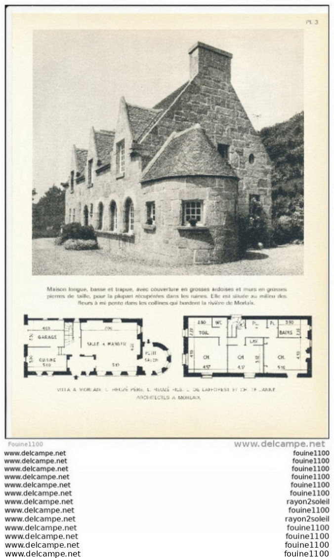 Architecture Ancien Plan D'une Villa à MORLAIX  ( Architecte Heuzé Père Fils De Lafforest Le Janne à Morlaix    ) - Architectuur