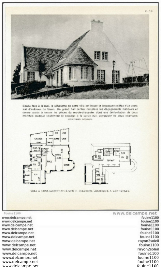 Architecture Ancien Plan D'une Villa à SAINT LAURENT DE LA MER  ( Architecte Delaporte à Saint Brieuc ) - Architektur