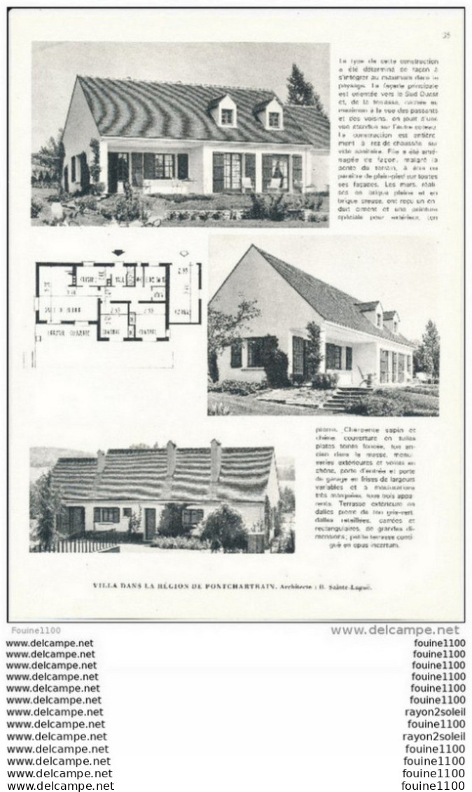 Architecture Ancien Plan D'une Villa Dans La Région De PONTCHARTRAIN ( Architecte B. Sainte Laguë ) - Architektur