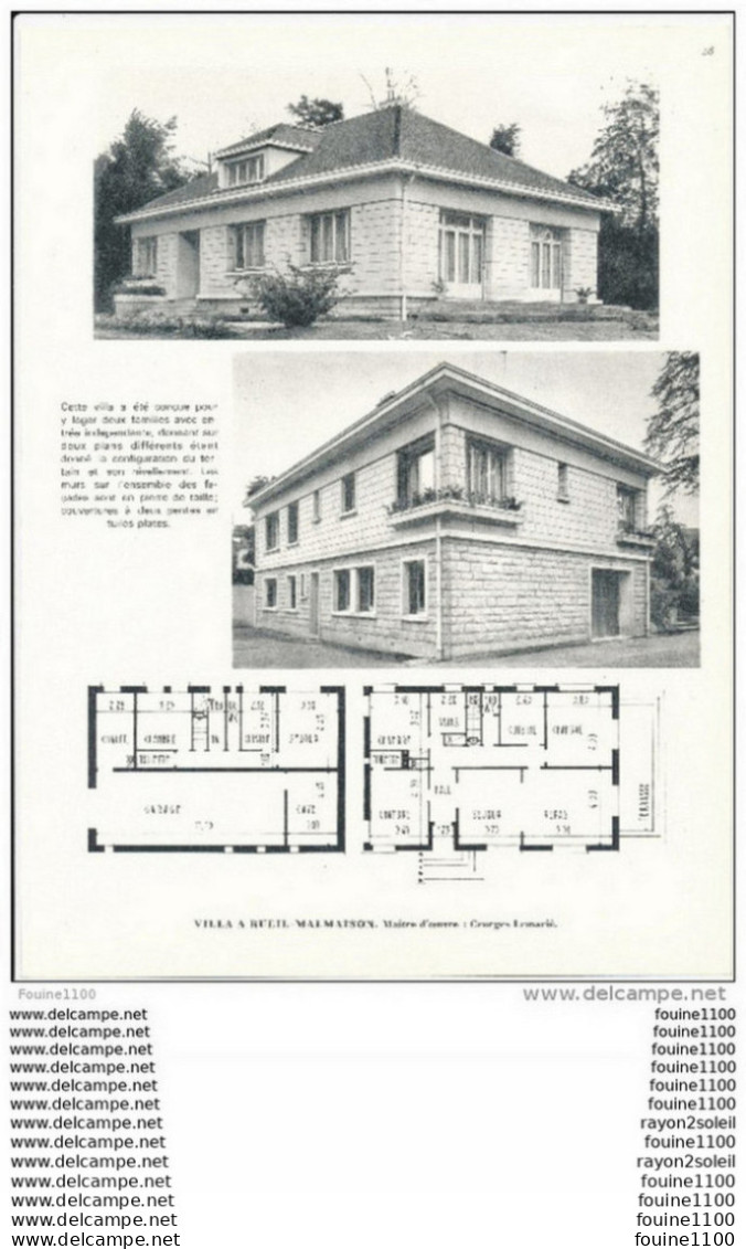 Architecture Ancien Plan D'une Villa à RUEIL MALMAISON  ( Maître D'oeuvre Georges Lemarié  ) - Arquitectura