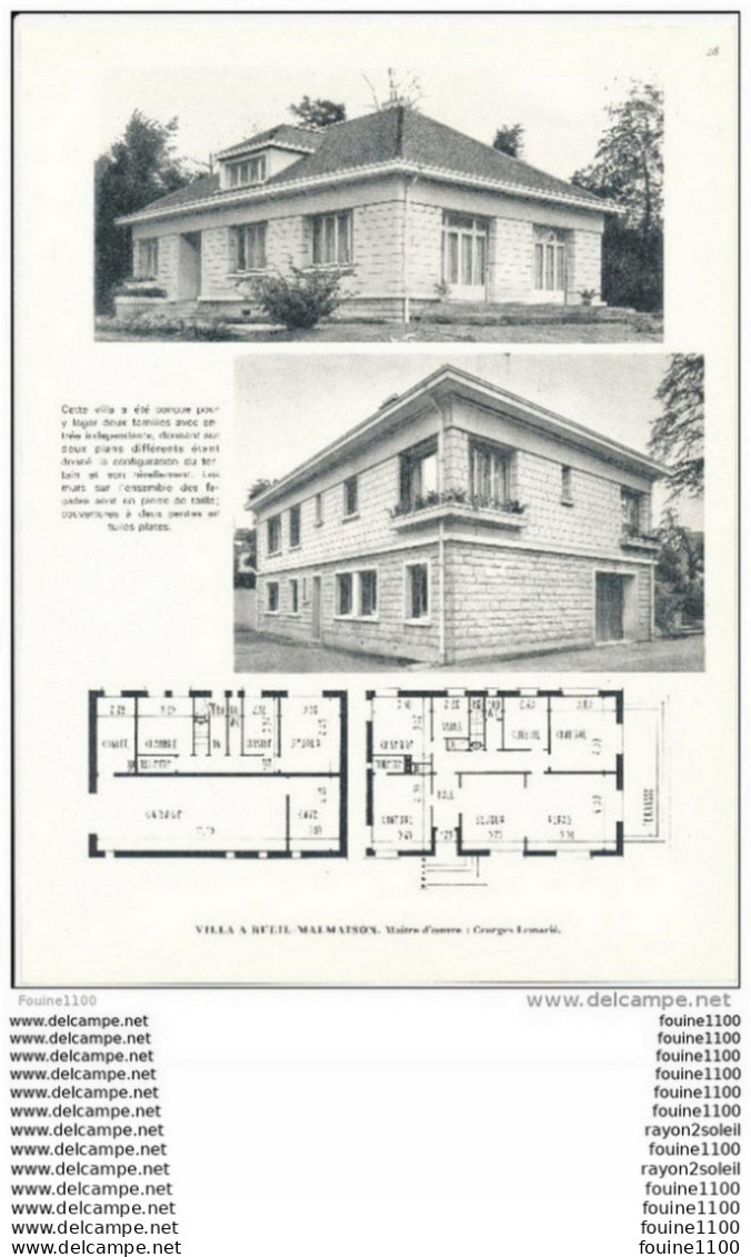 Architecture Ancien Plan D'une Villa à RUEIL MALMAISON  ( Maître D'oeuvre Georges Lemarié  ) - Architectuur