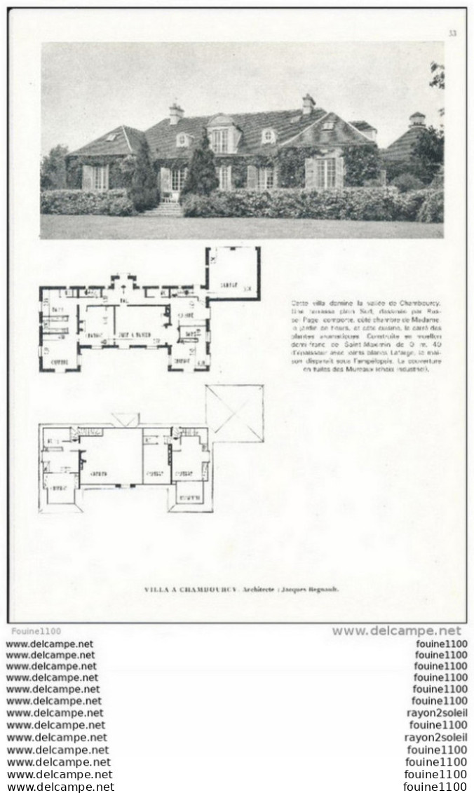 Architecture Ancien Plan D'une Villa à CHAMBOURCY   ( Architecte Jacques Regnault  ) - Architectuur