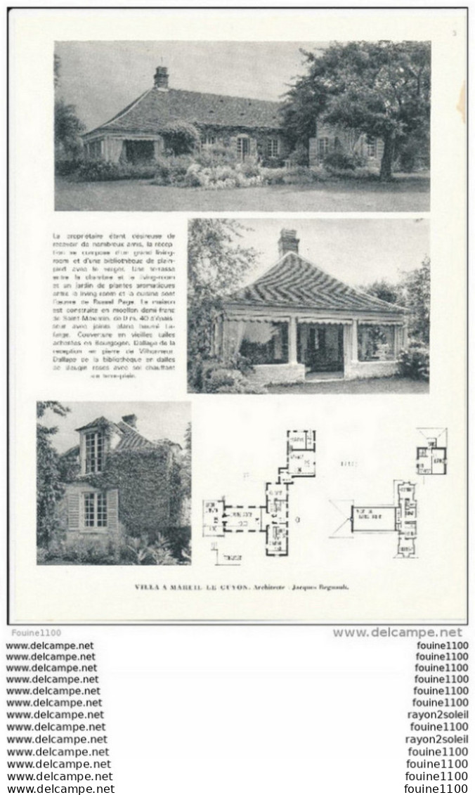 Architecture Ancien Plan D'une Villa à MAREIL LE GUYON    ( Architecte Jacques Regnault  ) - Architecture