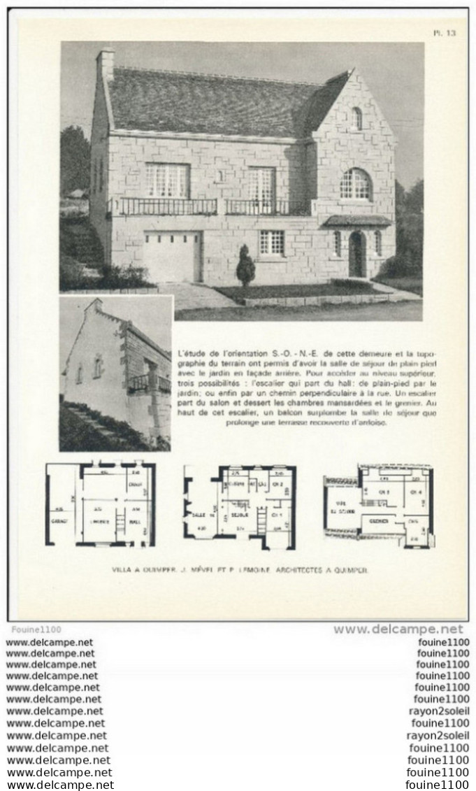 Architecture Ancien Plan D'une Villa à QUIMPER   ( Architecte Mevel Et Lemoine à Quimper  ) - Architektur