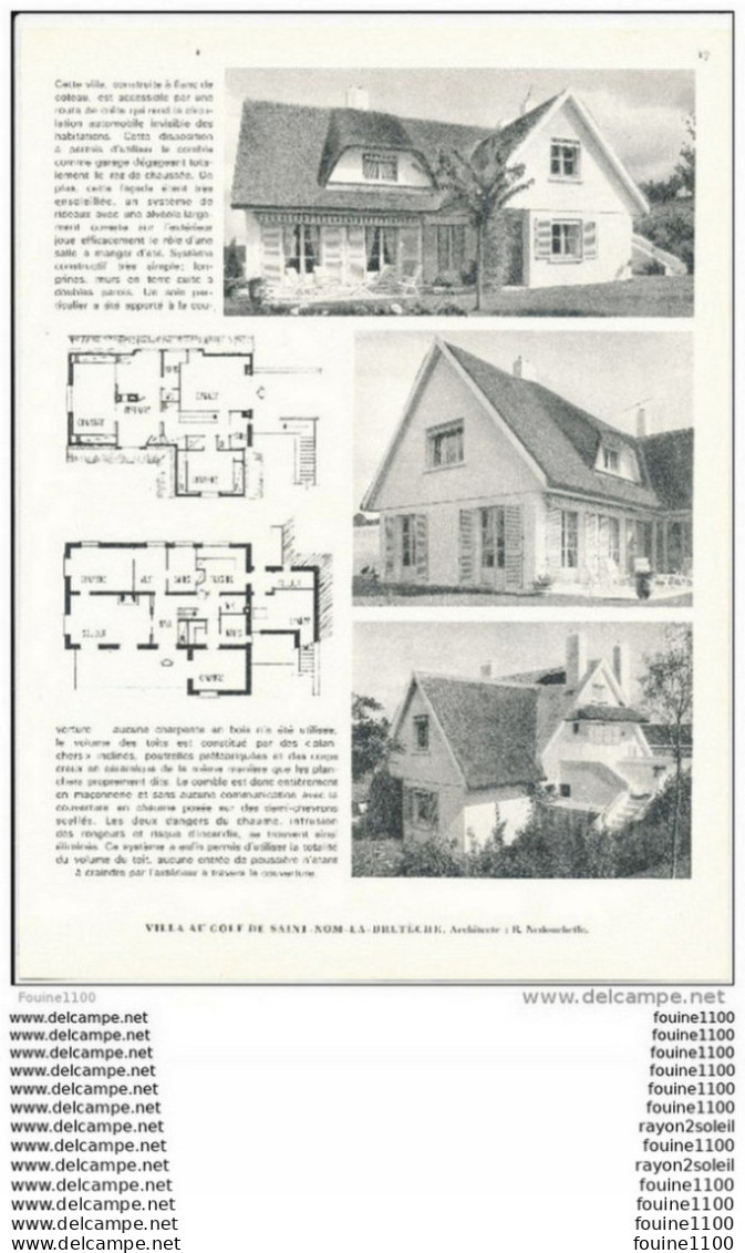 Architecture Ancien Plan D'une Villa Au GOLF DE SAINT NOM LA BRETECHE   ( Architecte R. Nedonchelle     ) - Architecture