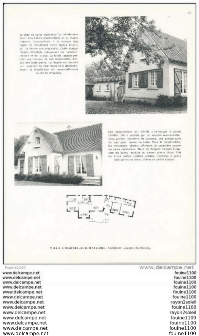 Architecture Ancien Plan D'une Villa à MAREIL SUR MAULDRE   ( Architecte Jacques  KARBOWSKY  ) - Architettura