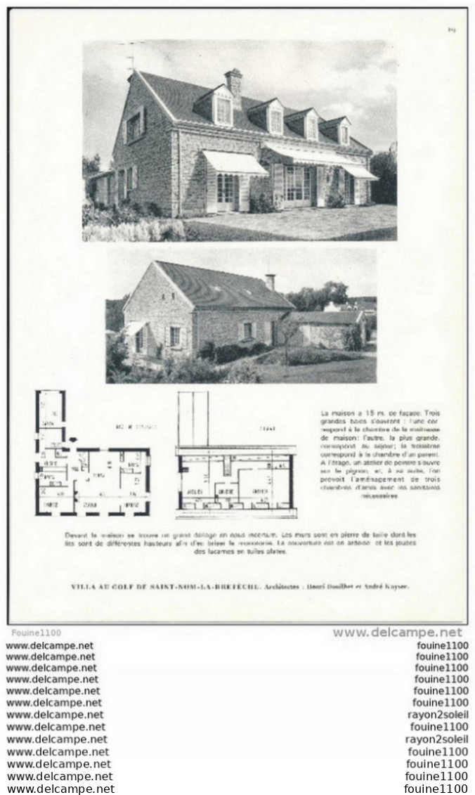 Architecture Ancien Plan D'une Villa Au GOLF DE SAINT NOM LA BRETECHE ( Architecte S Henri Bouilhet Et André Kayser   ) - Architecture