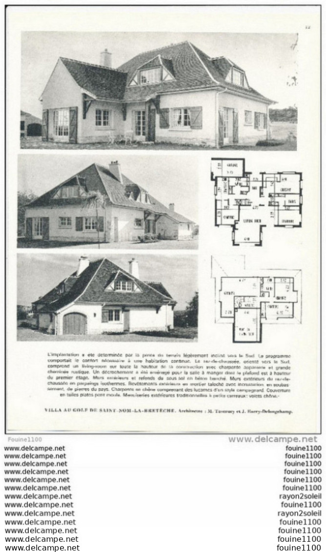 Architecture Ancien Plan D'une Villa Au GOLF DE SAINT NOM LA BRETECHE ( Architecte Taverney Et Delongchamp - Arquitectura