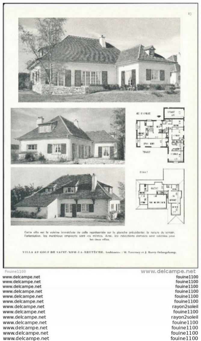 Architecture Ancien Plan D'une Villa Au GOLF DE SAINT NOM LA BRETECHE ( Architecte Taverney Et Delongchamp - Arquitectura