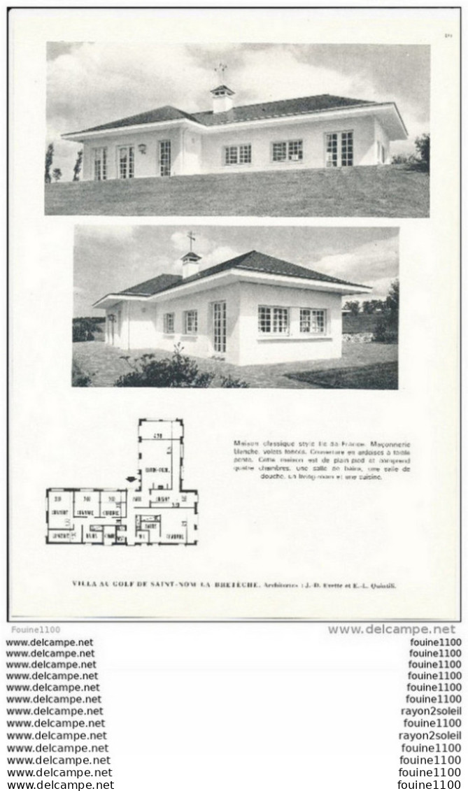 Architecture Ancien Plan D'une Villa Au GOLF DE SAINT NOM LA BRETECHE ( Architecte Evette Et Quintili ) - Architektur