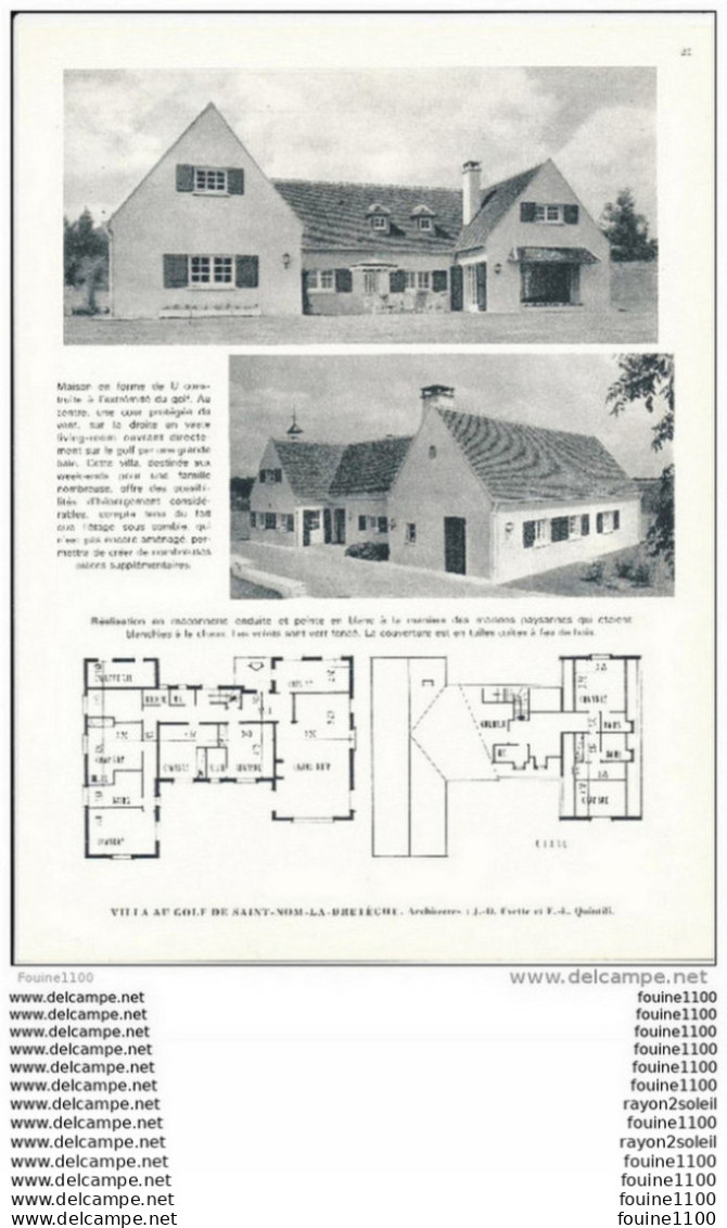 Architecture Ancien Plan D'une Villa Au GOLF DE SAINT NOM LA BRETECHE ( Architecte Evette Et Quintili ) - Architettura