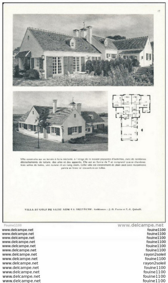 Architecture Ancien Plan D'une Villa Au GOLF DE SAINT NOM LA BRETECHE ( Architecte Evette Et Quintili ) - Architettura