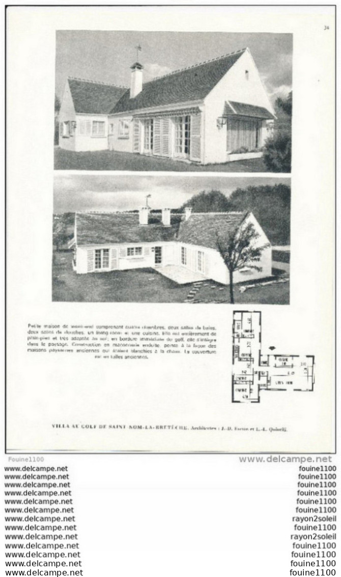 Architecture Ancien Plan D'une Villa Au GOLF DE SAINT NOM LA BRETECHE ( Architecte Evette Et Quintili ) - Architectuur