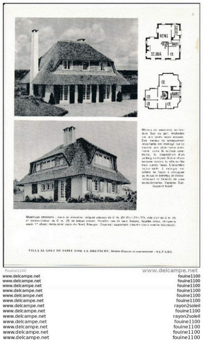 Architecture Ancien Plan D'une Villa Au GOLF DE SAINT NOM LA BRETECHE   ( Constructeur S.e.t.a.r.i  ) - Architektur