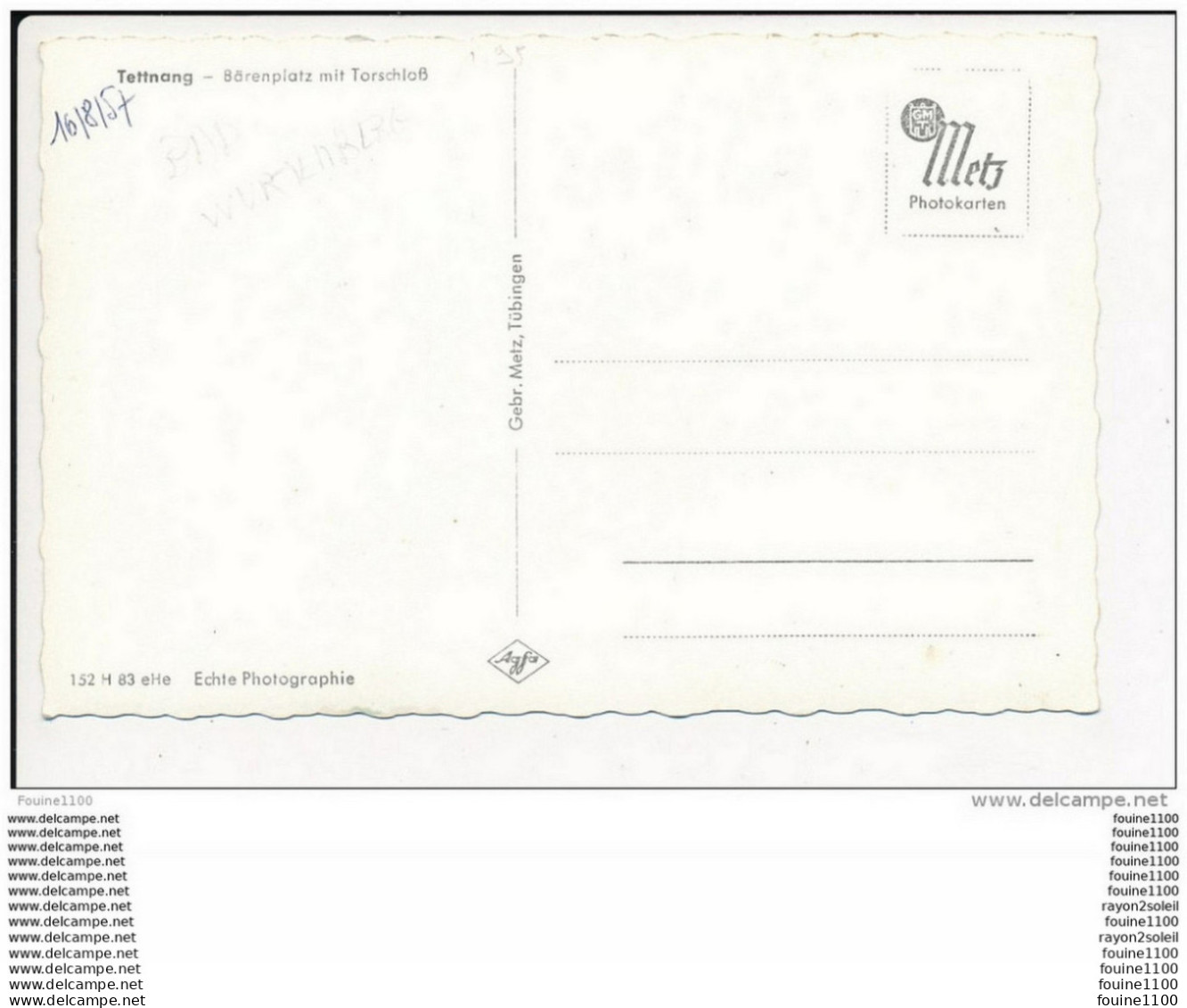 Carte De  Tettnang  ( Format C.P.A )( Recto Verso ) - Tettnang