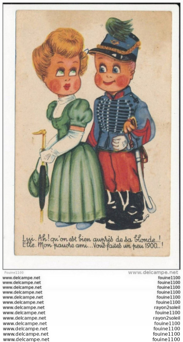 Carte Dessin Enfant Militaire   Illustrateur Style Leclerc   ( Recto Verso ) - Leclerc