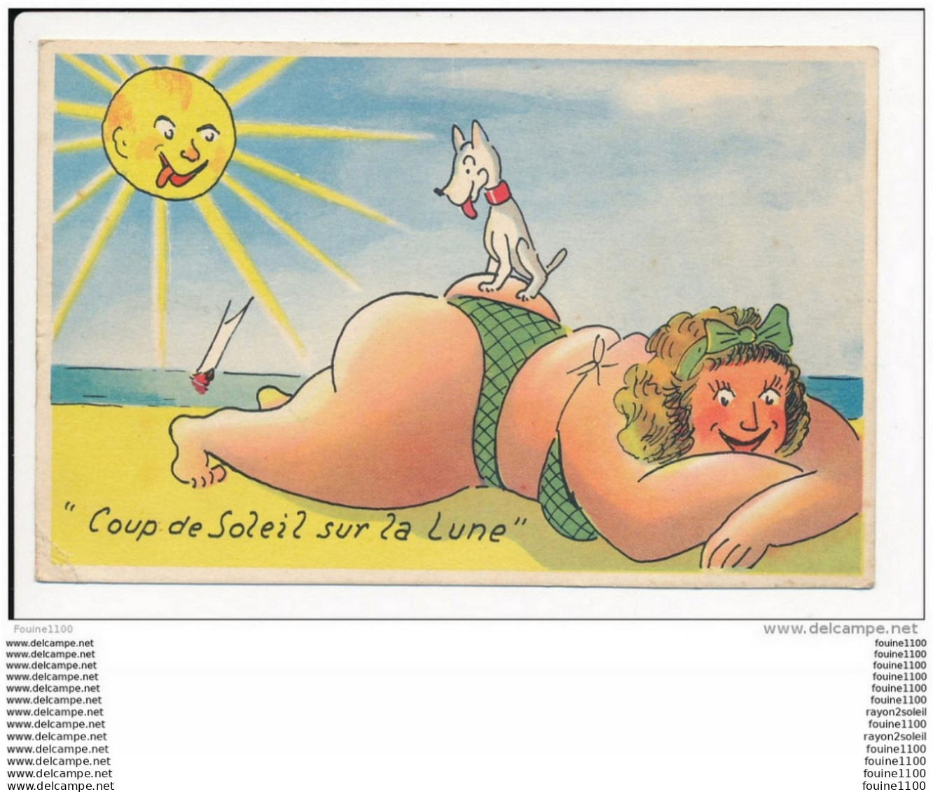 Carte Humoristique  ( Type Jean De Preissac  )  Coup De Soleil Sur La Lune  ( Obèsité ) ( Recto Verso ) - Preissac