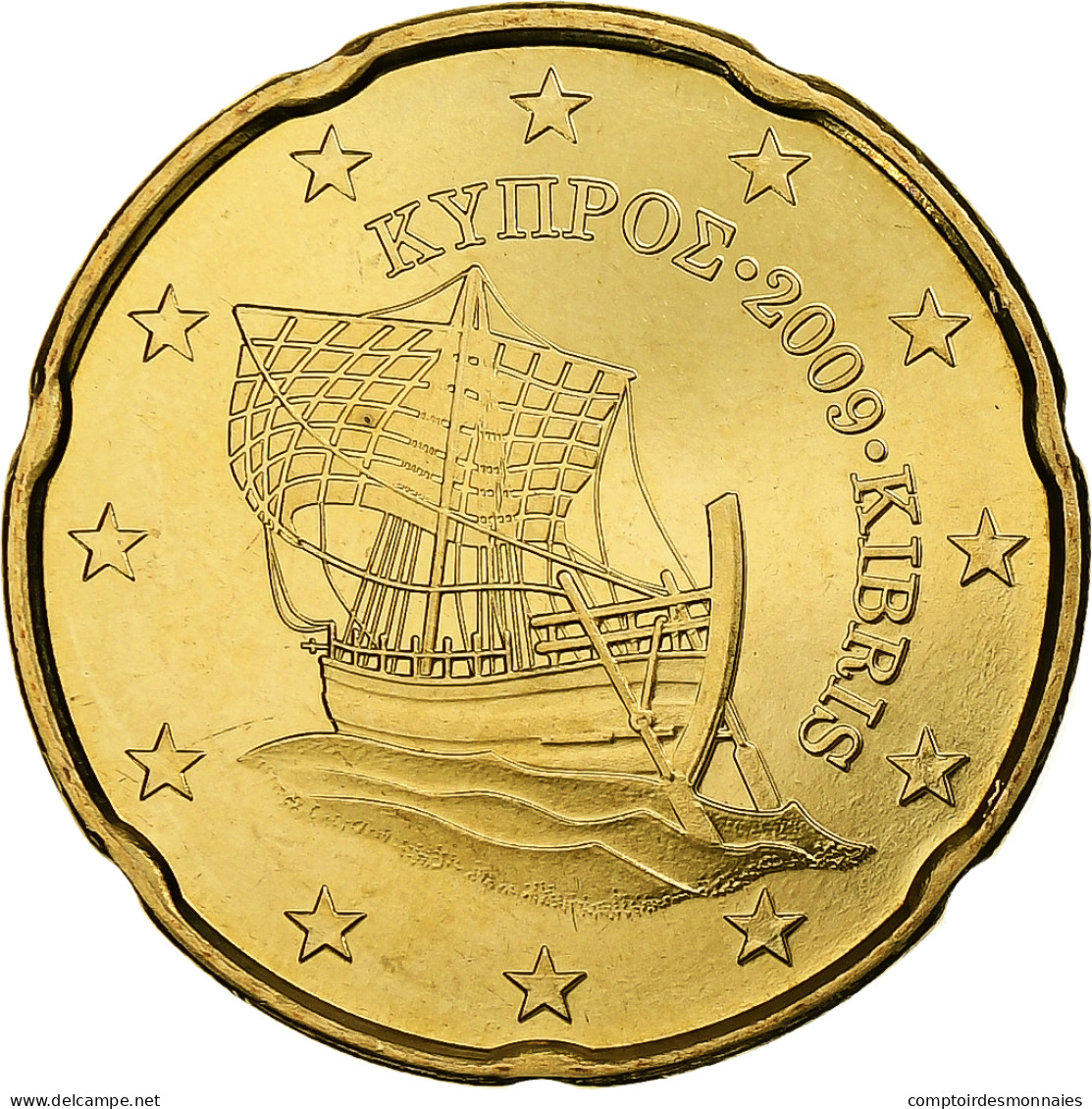 Chypre, 20 Euro Cent, 2009, Laiton, FDC, KM:82 - Chypre