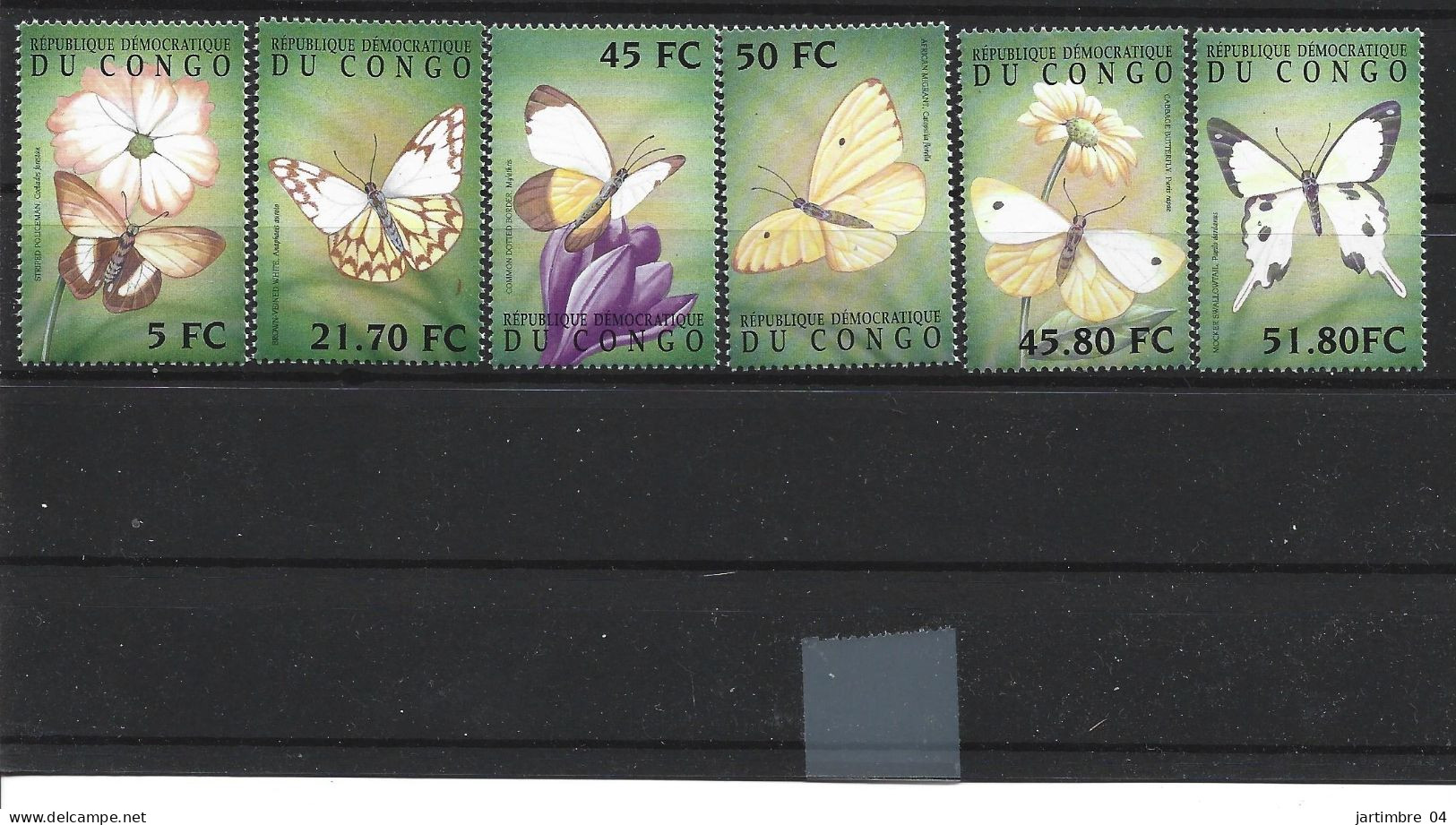 2001 CONGO KINSHASA 1522 JR-JW ** Papillons, Fleurs - Ongebruikt