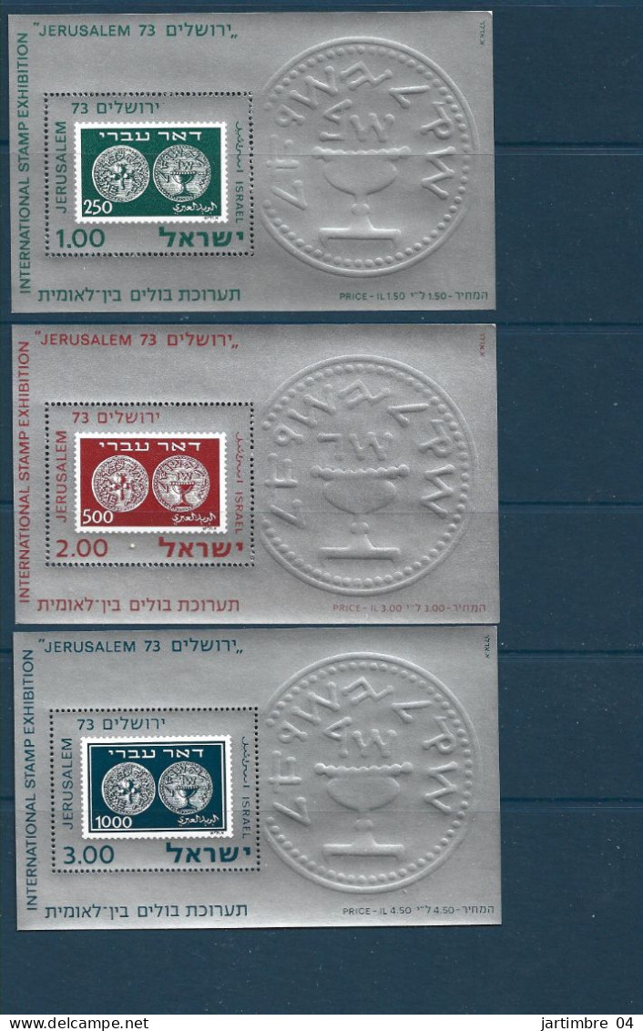 1974 ISRAEL BF 11-13 ** Timbre Sur Timbre, Numismatique - Hojas Y Bloques