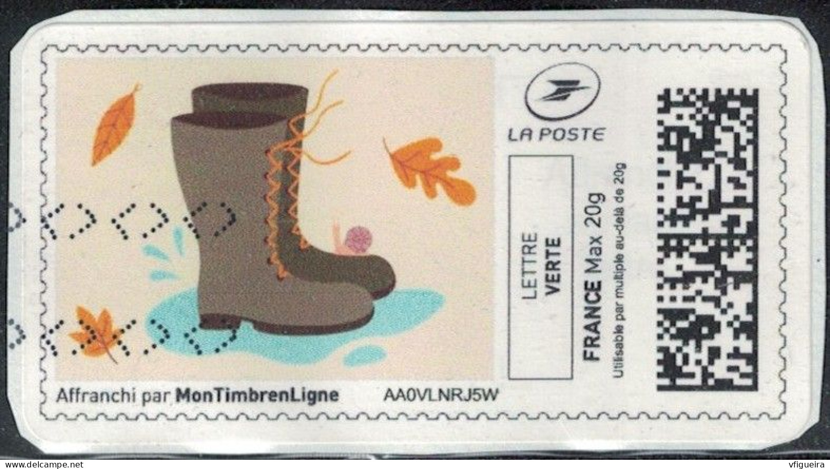 France Vignette Oblitérée Sur Fragment Used Mon Timbre En Ligne Saisons Automne Bottes SU - Printable Stamps (Montimbrenligne)