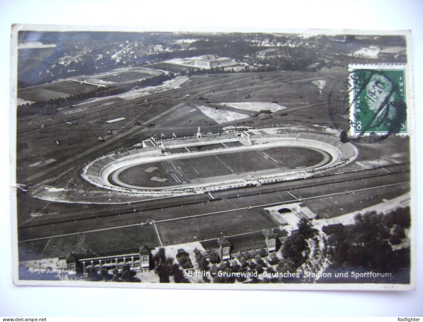 Berlin 1932 - Grunewald, Stadion Und Sportforum - Fliegeraufnahme, Flamme LUFTPOST Befördert Briefe Zeitungen Pakete - Grunewald