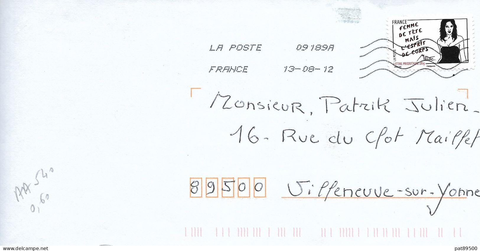 France 2011 AA 540 /femme De Tête Mais Esprit De Corps / Sur Enveloppe Entière 09/2012 # - Lettres & Documents
