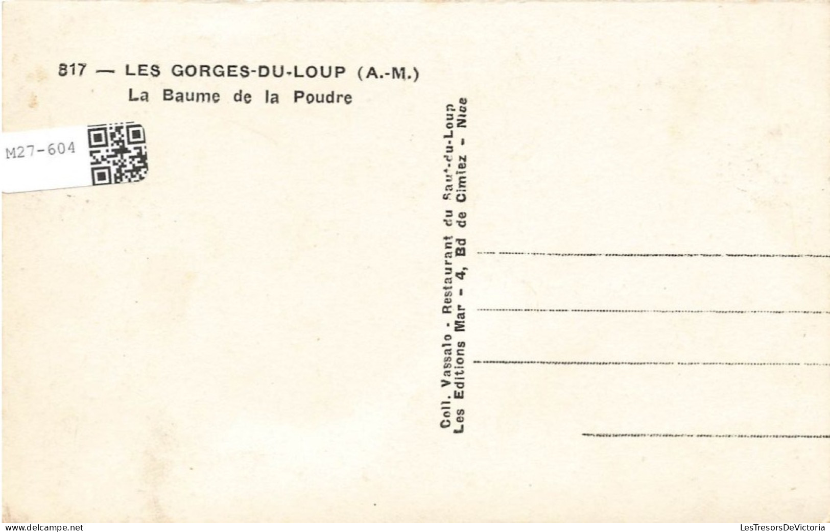 FRANCE - Les Gorges Du Loup (AM) - La Baume De Poudre - Carte Postale - Otros & Sin Clasificación