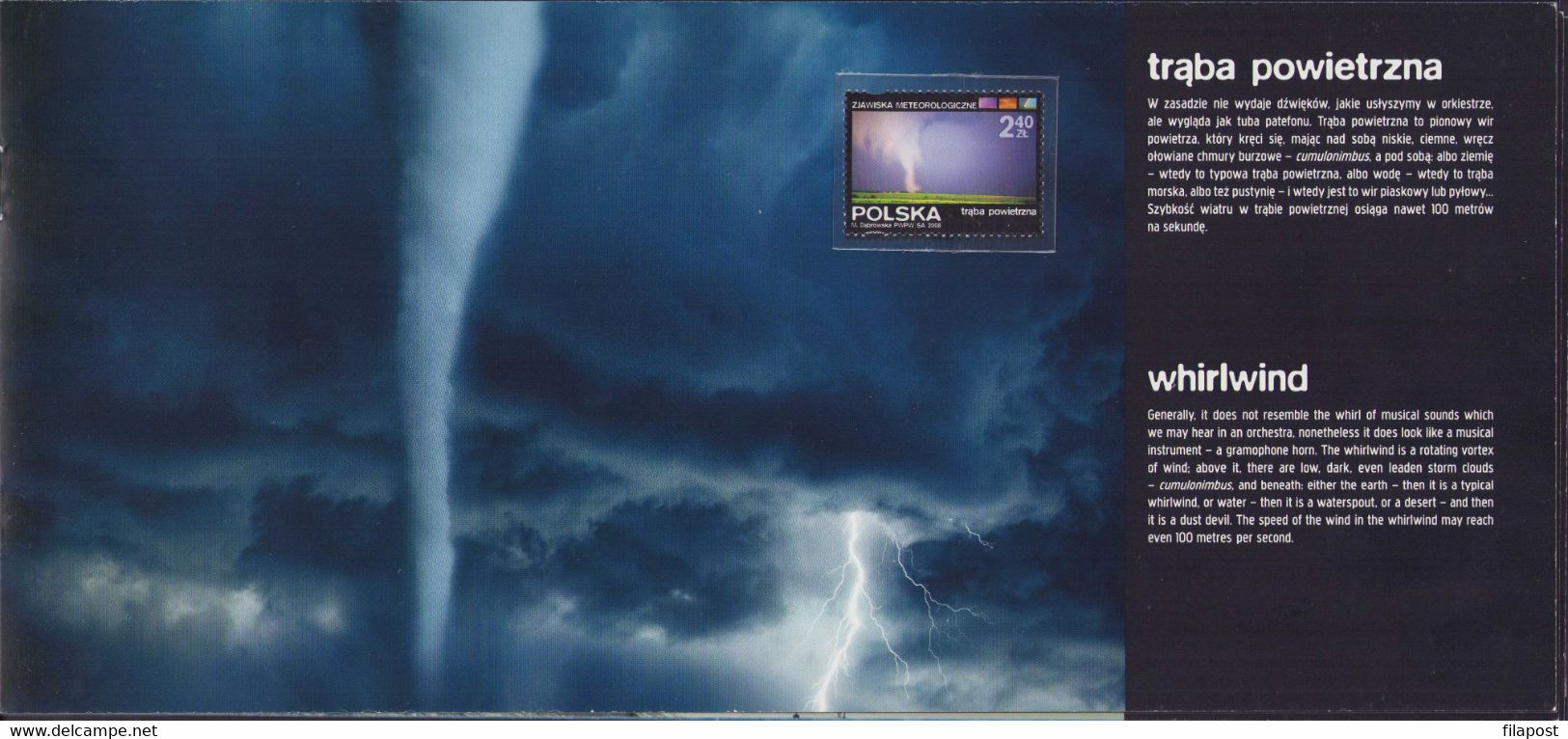 Poland 2008 + 2014  Booklet Meteorological Phenomena Wind Dessert Thunder Rainbow Whirlwind Cyclone FDC + 8 Stamps MNH** - Booklets