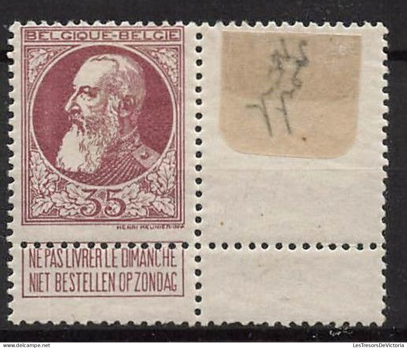 Timbre - Belgique - 19105 - COB 77**MNH - Brun Rouge - Grosse Barbe - Cote 152 - 1905 Grove Baard