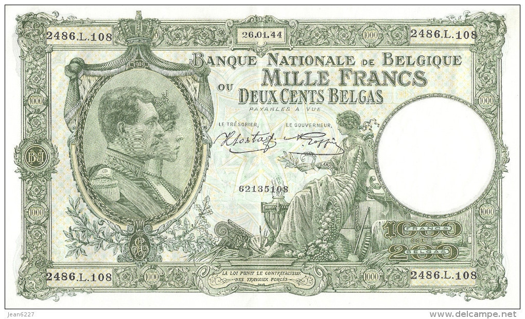 Mille Francs Ou Deux Cents Belgas - 1000 Francos & 1000 Francos-200 Belgas