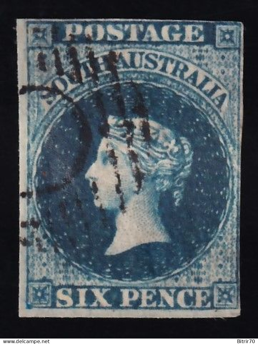 South Australia, 1855 Y&T. 3, 6 P. Azul - Gebraucht